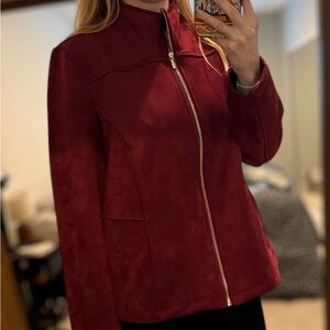 Alfred Dunner Deep Red Leather Jacket